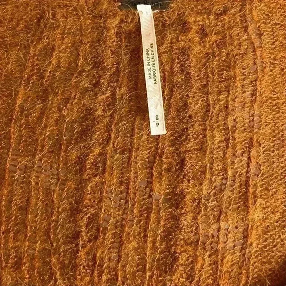 Free People Waterfall Boho Sweater Honey Alpaca Blend V-Neck Sweater Size S - Picture 15 of 16